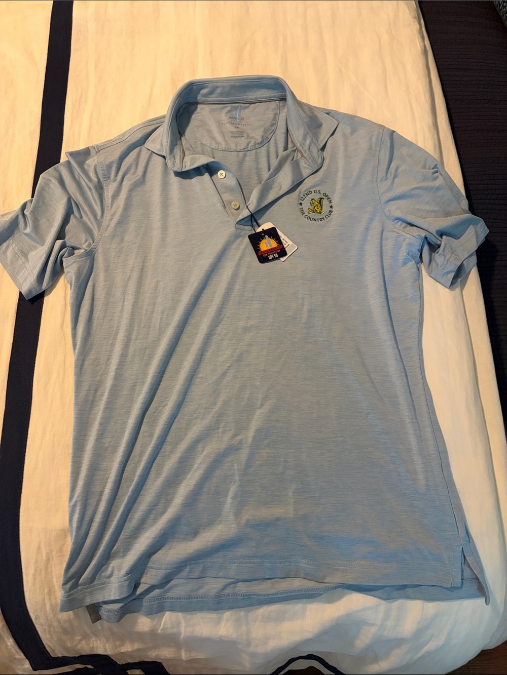 johnnie-O Light Blue Polo with Embroidered Crest